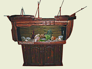 Аквариум изготовленный под корабль Фото авторского аквариума из массива